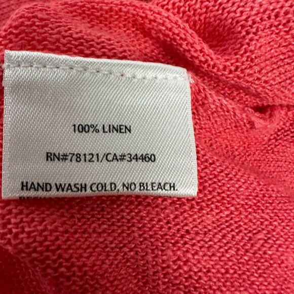 Eileen Fisher Petite Womens Coral Pink 100% Linen Lightweight Long Sleeve Top PL - Picture 5 of 6